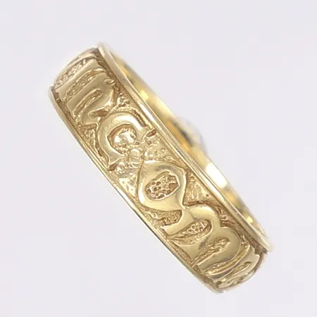 Ring mönstrad, stl 20½, bredd 6mm, gravyr, 14K Vikt: 6,9 g