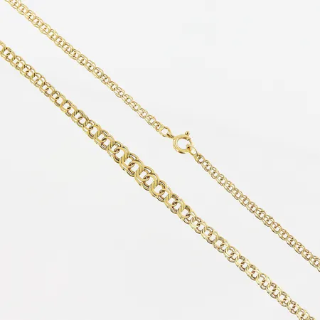 Collier doserad Bismarck, 43cm, bredd 2,7-5,5mm, något vassa kanter på länkbitar, 18K Vikt: 5,7 g