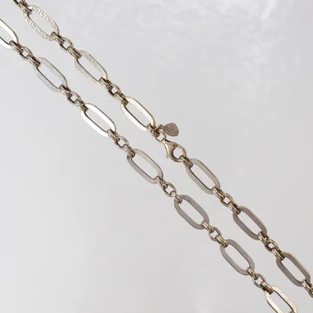 Kedja, längd 56,5cm, bredd ca 5-8mm, vitguld, repig, Swiss Gold, 18K Vikt: 19,1 g