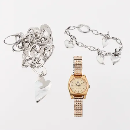 Collier + armband Fossil, stål + damur Certina Argonaut 280, repor.