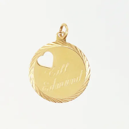 Hänge bricka, Ø19mm, gravyr, 18K Vikt: 1,3 g