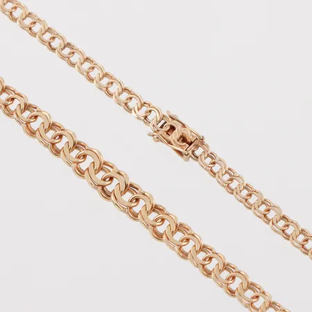 Collier Bismarck, längd ca 42 cm, bredd 3.9-6.3 mm, 14k. Vikt: 12,3 g