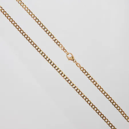 Kedja manglad pansar, längd ca 49cm, bredd 3,5mm, ojämnheter på länkar, 18K Vikt: 11,7 g