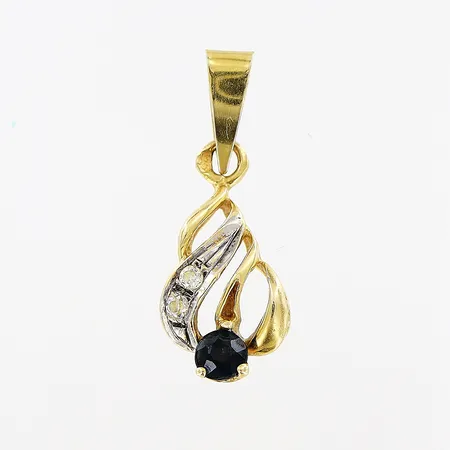 Hänge, blå och vita stenar 7-19mm, 18K.  Vikt: 0,6 g