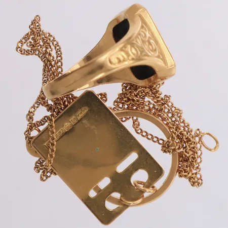 Diverse guld, sten, defekt, 18K  Vikt: 15,1 g