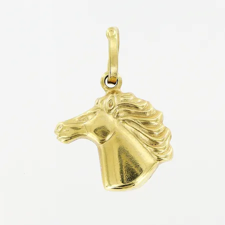 Hänge, häst, 19x14mm, ihålig, 18K.  Vikt: 1,4 g
