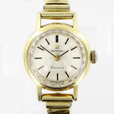 Damur Omega, 18K i boett, flexilänk i metall, ej funktionsgaranti, gravyr, brv: 20,1gram