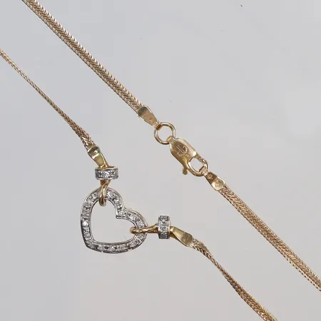 Collier delvis Rävsvans, mittdel med integrerat hjärta med diamanter 21xca0,01ct, 42cm bredd 2-12mm, GFAB, 18K Vikt: 6 g