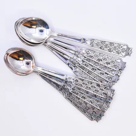 12 skedar, modell Princess, längd 10,5 cm, silver 830/1000. Vikt: 120,2 g