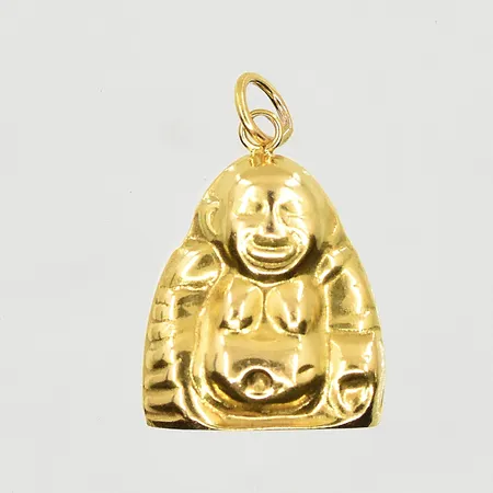 Hänge Buddha, längd 19 mm, bredd 14 mm, 14K. Vikt: 1,1 g
