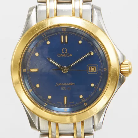 Herrur Omega Seamaster Diver 120m, stål/doublé, quartz, 36,2mm, refnr 2511.80.00, serienr 54082460, safirglas, datum, repig stål/doublélänk, extra länkbitar, viklås, garantikort 1996, skadad box. 