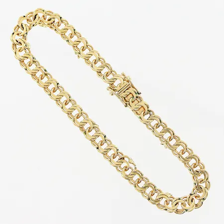 Armband, Bismarck, 18,3cm, bredd 5mm, defekt, avklippta öglor, 18K.  Vikt: 11,1 g