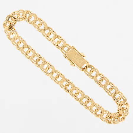 Armband, Bismarck, 19,5cm, bredd 7mm, Bengt Hallberg Guldsmeds AB, Köping 1965, 18K Vikt: 17,9 g