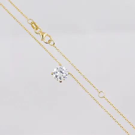 Collier, 45cm, bredd 1mm, vit sten Ø 7mm, 18K Vikt: 2,3 g