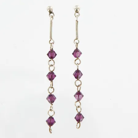 Ett par örhängen med lila stenar, 50mm, silver 925/1000 Vikt: 1,5 g