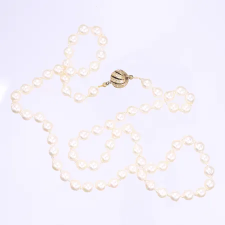 Halscollier med imitationspärlor, 67,5cm, bredd 7mm, lås i förgyllt silver 925/1000 Vikt: 0 g