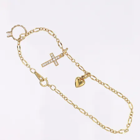 Armband med berlocker, längd 17,5cm, bredd 2mm, 10K Vikt: 1,6 g