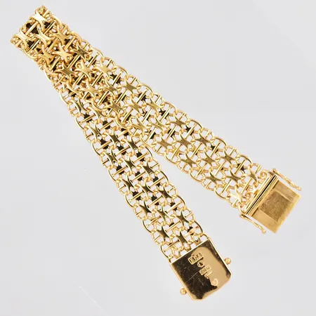 Armband X-länk med stav, 20cm, bredd 15mm, Ädelsmycken Aktiebolag, 18K Vikt: 31,1 g