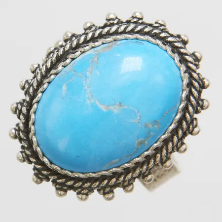 Ring, blå sten, stl: 16¾, saknar en del, silver 925 Vikt: 10,3 g