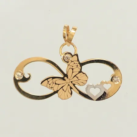 Hänge, tvåtonat, ca 18mm, inklusive ögla, bredd ca 29mm, 18K Vikt: 1,7 g