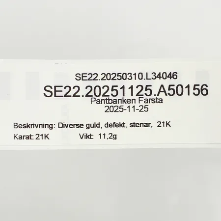 Diverse guld, defekt, stenar, 21K Vikt: 11,2 g