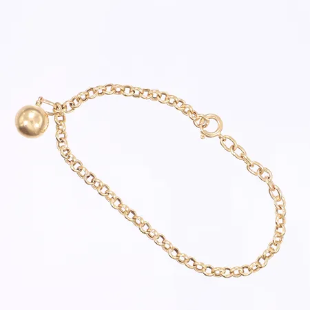 Armband ärtlänk med berlock, 18,5cm, bredd 3mm, 18K Vikt: 5 g