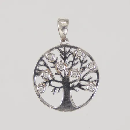 Hänge träd med vita stenar, längd 25mm, bredd ca 18mm, Silver 925/1000 Vikt: 1,9 g