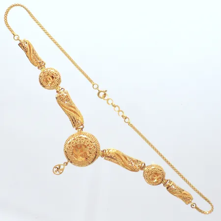 Collier, längd 41cm, bredd 2,1-40mm, 21K Vikt: 23,6 g