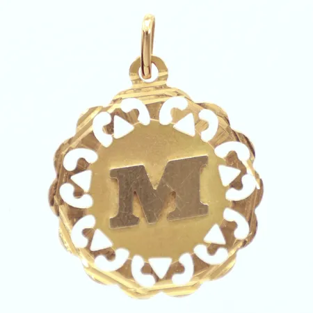 Hänge bokstav M, Ø24mm, 18K Vikt: 3,6 g