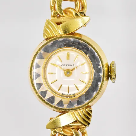 Damur Certina, 18K, Ø 17mm, manuell, armband Bismarck, längd 17cm inklusive uret, bredd 7,8mm, Anetoft & Persson Guldsmedsfirma, 18K