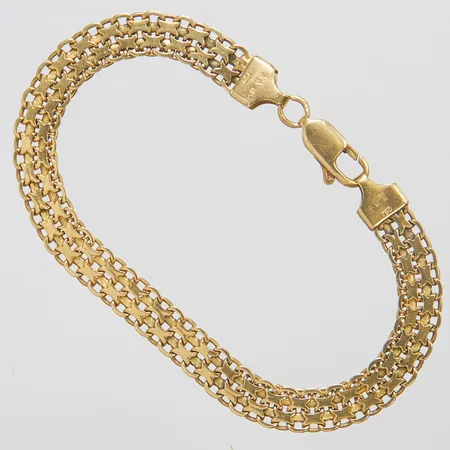 Armband X-länk, längd ca 19cm, bredd 7mm, italienska stämplar, 18K Vikt: 12,3 g