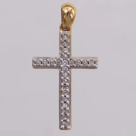 Hänge, kors med diamanter 21xca0,01ct, 20x10mm, Guldfynd, 18K Vikt: 1 g
