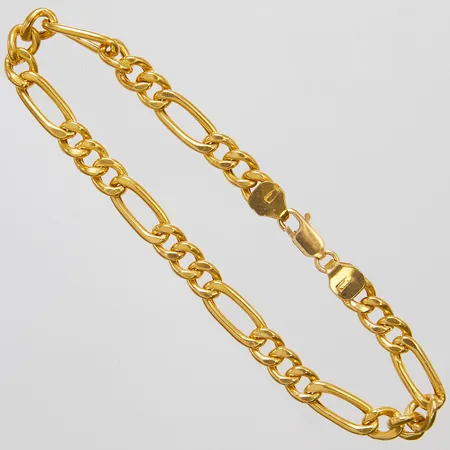 Armband Figaro, längd ca 21cm, bredd 6,5mm, ihålig, 21K Vikt: 10,4 g