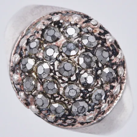 Ring med markasiter, stl: 17, bredd: ca 3-15mm, 925/1000, silver Vikt: 3,9 g