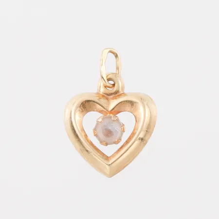 Hänge med vit sten, höjd med ögla 18.3 mm, 18k. Vikt: 0,6 g