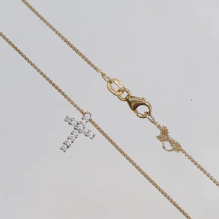 Halskedja trassel,hänge med diamanter totalt ca 0,11ct, 18K Vikt: 2,6 g