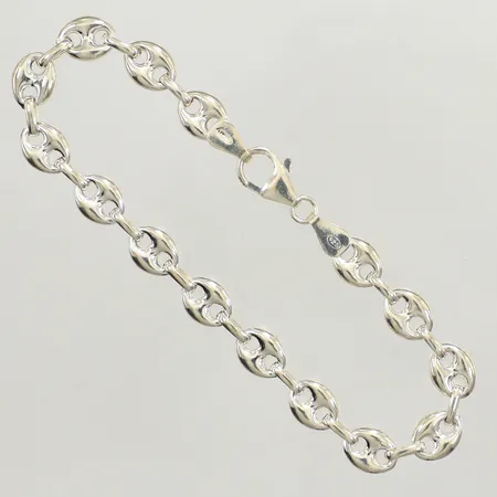 Armband Bönlänk, ca 19,5cm, bredd 7mm, 925/1000 silver Vikt: 9 g