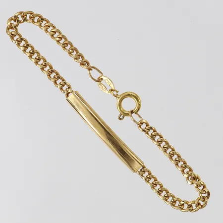 Armband Pansar med bricka, längd 14cm, bredd ca 3-4mm, 18K Vikt: 2 g