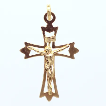 Hänge kors, längd 3cm, bredd 17,7mm, 14K Vikt: 0,8 g