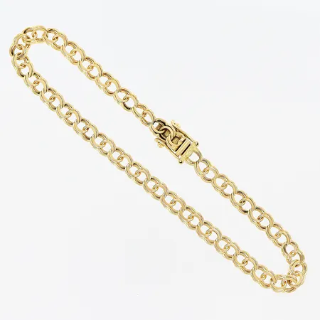 Armband Bismarck, 19,5cm, bredd 4,5mm, mindre slitage på länkar vid lås, 18K Vikt: 7,8 g