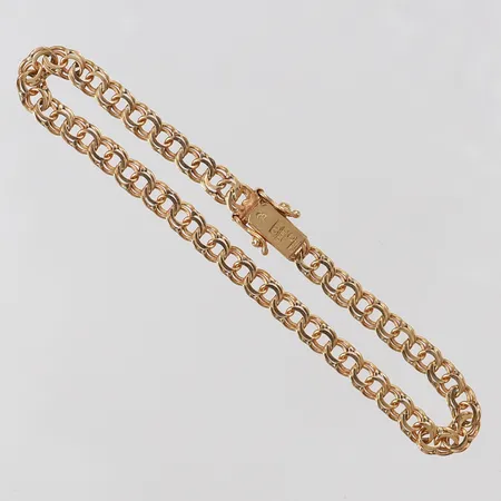 Armband Bismarck, längd 18cm, bredd ca 4,5mm, glapp lås, Ahlms Guld Och Silververkstad, år 1973, 18K Vikt: 6,4 g