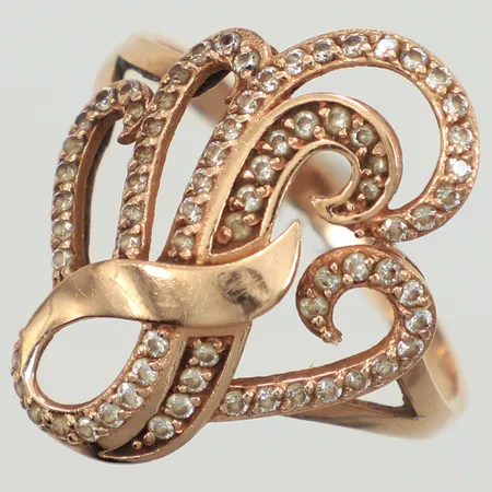 Ring med vita stenar, stl 20½, bredd 24,6mm, 14K Vikt: 3,9 g