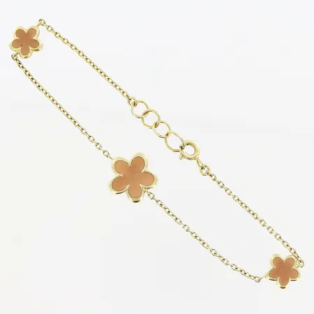Armband, emalj, blommor, 16,5-18cm, bredd 1-11mm, 18K.  Vikt: 3,7 g