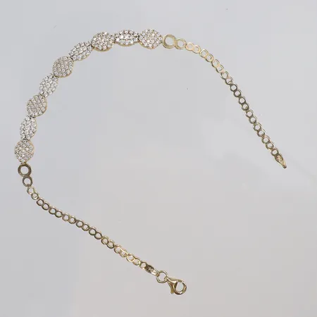 Armband med vita stenar 18,5cm bredd 2-5mm, 14K Vikt: 5,9 g