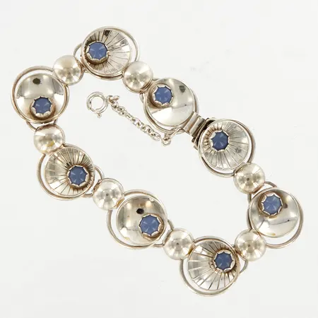 Armband, troligen kalcedon, 17cm, bredd: 15mm, Alton år 1956, säkerhetskedja, silver 835/1000 Vikt: 23 g