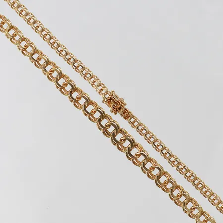 Kedja Bismarck, doserad, längd 45cm, bredd 3,5-6,5mm, 18K.  Vikt: 14,8 g