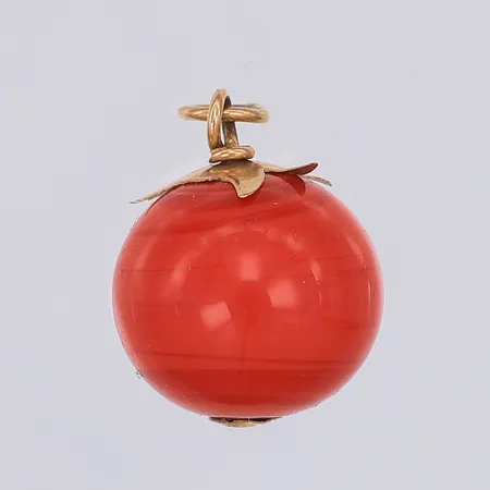 Hänge, röd sten, 15mm, 18K Vikt: 2,8 g