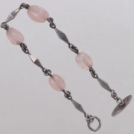 Armband med rosa stenar, längd 20,5cm, bredd 4-10mm, silver 830/1000 Vikt: 15,4 g