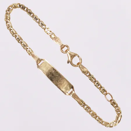 Armband, namnbricka, längd 12/14cm, bredd 2,3-5mm, ograverad, 14K Vikt: 3,2 g