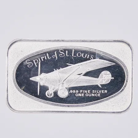 Tacka, Spirit of St.Louis, Madison Mint, Ø 29 x 50mm, 999/1000 Silver Vikt: 31,3 g